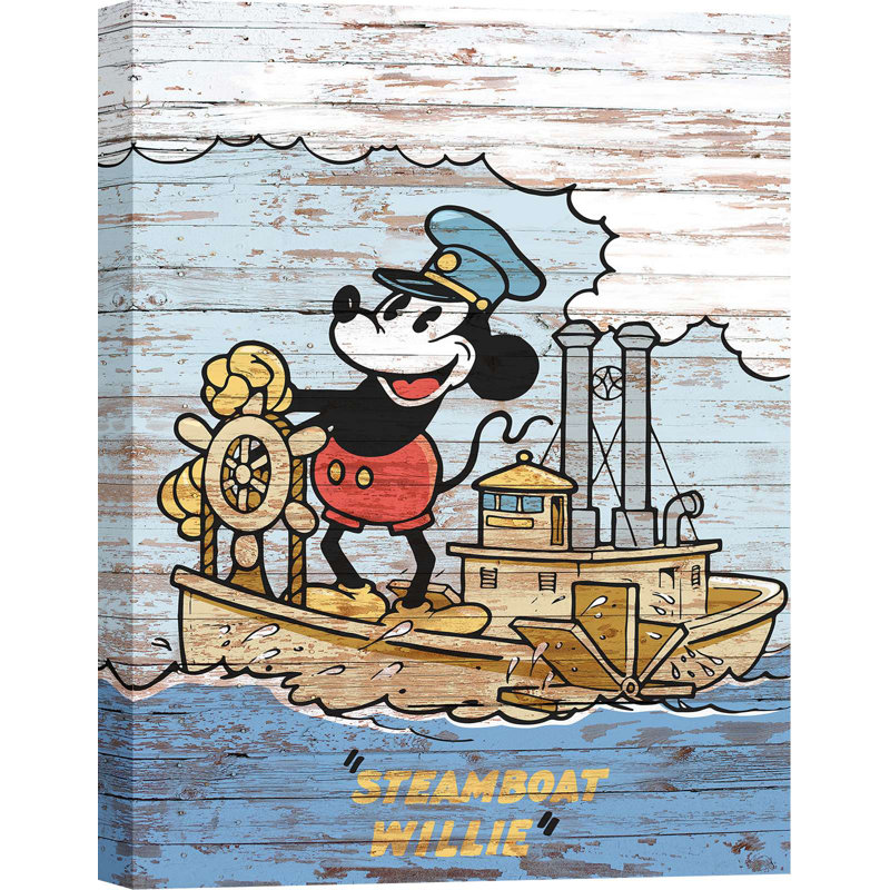 Wrapped Canvas Print: Eric Chestier, Steamboat Willie, 70cm H x 50cm W, White