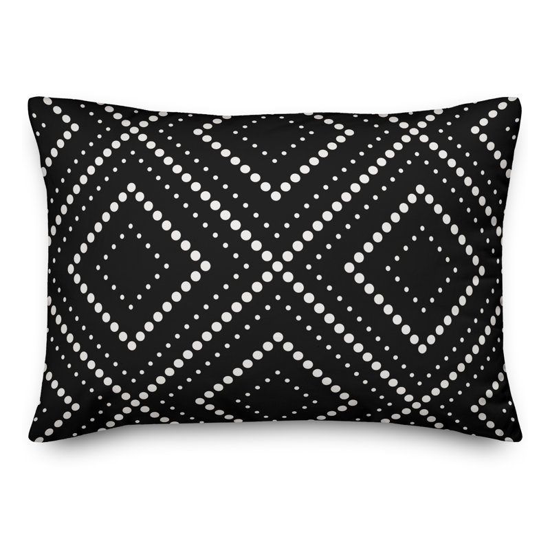  Dotted Diamond Lumbar Pillow, Black/White
