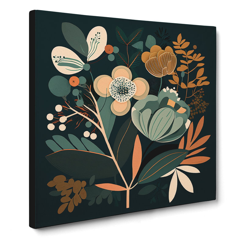 Floral Mid-Century - Wrapped Canvas