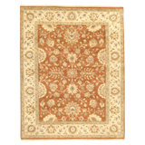 Hand Knotted Wool Oriental Area Rug in Rust And Ivory