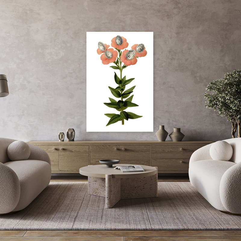 Œuf, art floral rétro fantaisiste, H 48 po x l 32 po