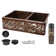 33" Hammered Copper Kitchen Apron 60/40 Double Basin Sink w/ Scroll Design and Apron Front Nickel Background w/ Matching Drains and Accessories