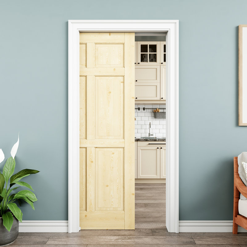 Porte intérieure 6 portes en bois de pin 36 po x 80 po, pin naturel, peint et imperméable, comme portes de buanderie, portes de placard, portes de pièce