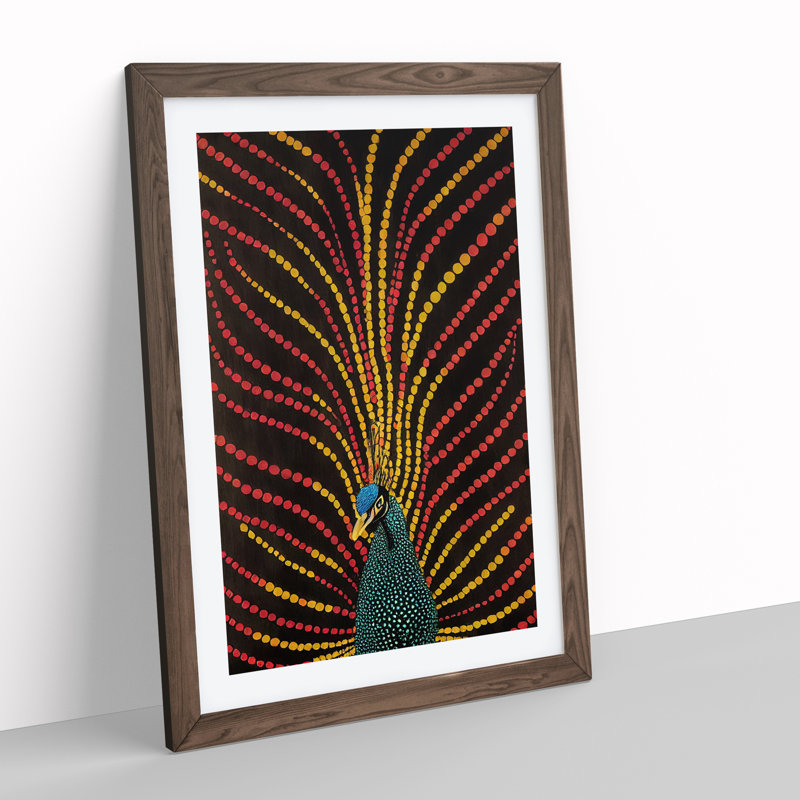 Peacock Dreams - Single Picture Frame Print, 64cm H x 46cm W x 2cm D, Walnut Framed