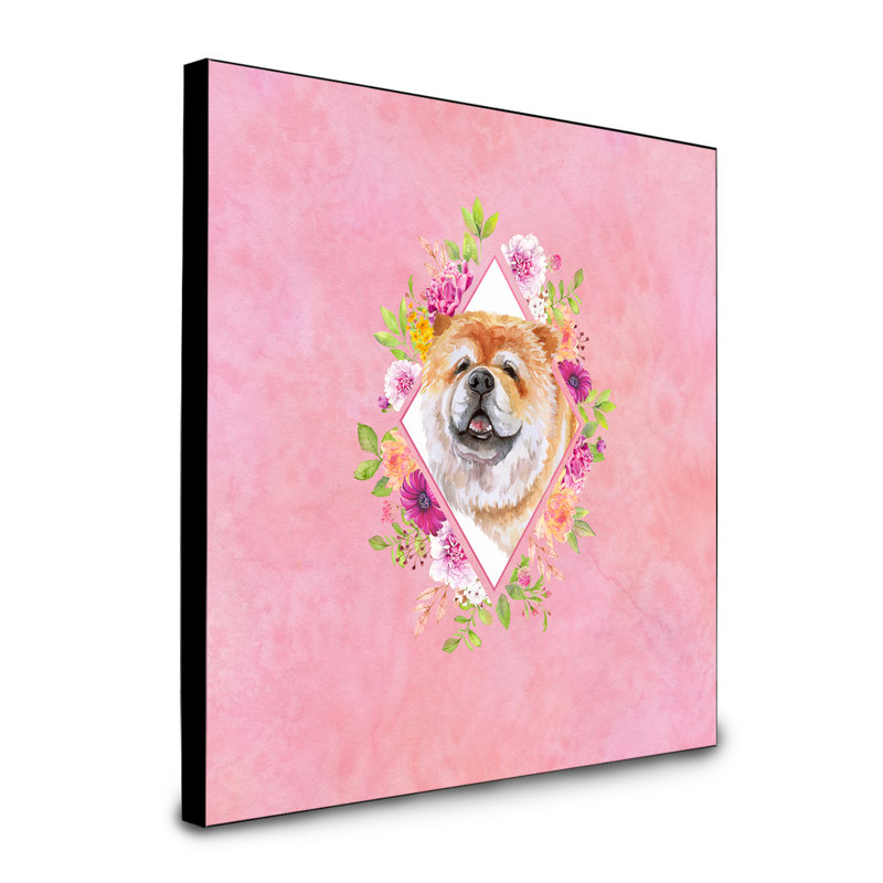 Panneau mural Dollman Flowers, Rose, Chow-chow gris