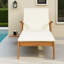Chaise longue inclinable en bois d'acacia avec roulettes, chaise réglable à 4 positions avec coussin blanc