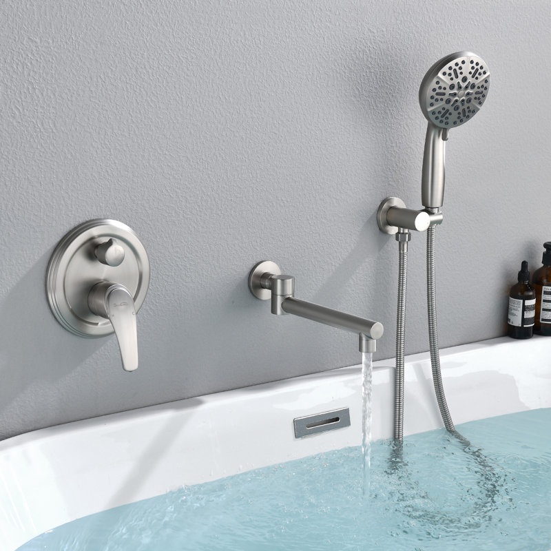 Wall Waterfall Faucet with Diverter, Brushed Nickel
