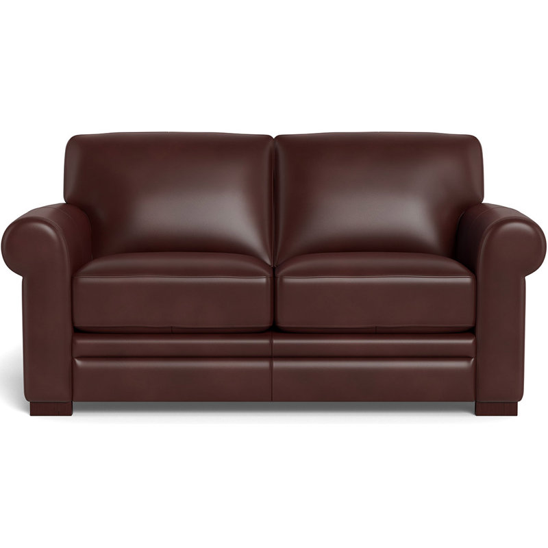 Brookfield 70'' Genuine Leather Rolled Arm Loveseat, Chestnut