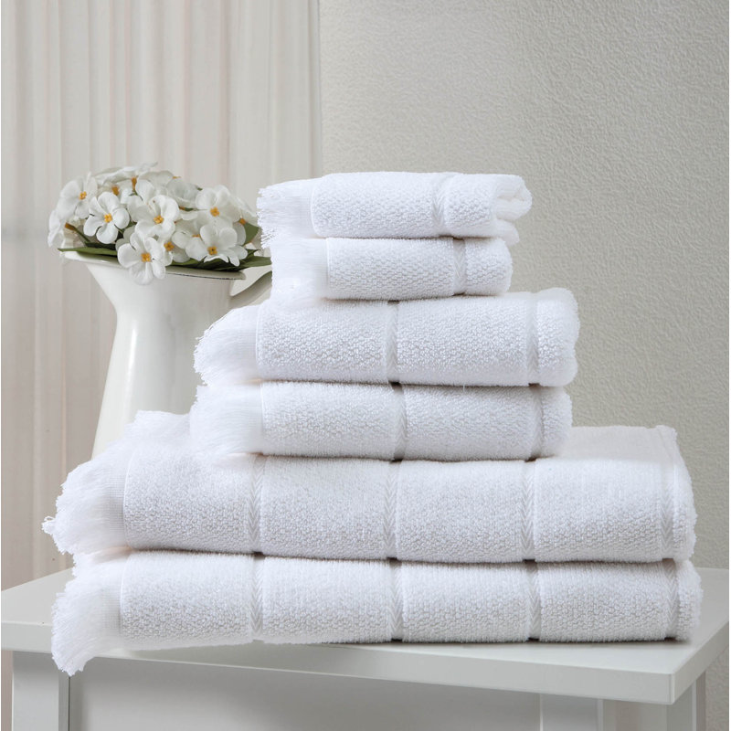 Ozkan 6 Piece Turkish Cotton Towel Set Includes 2 Bath Towel, 2 Hand Towel, 2 Washcloth, White