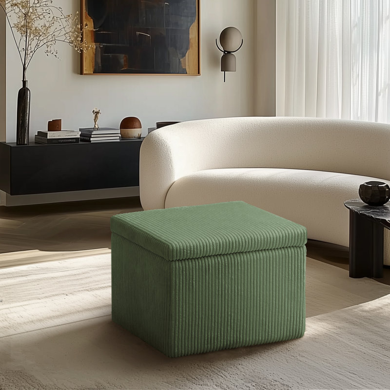 Upholstered Storage Ottoman, Green