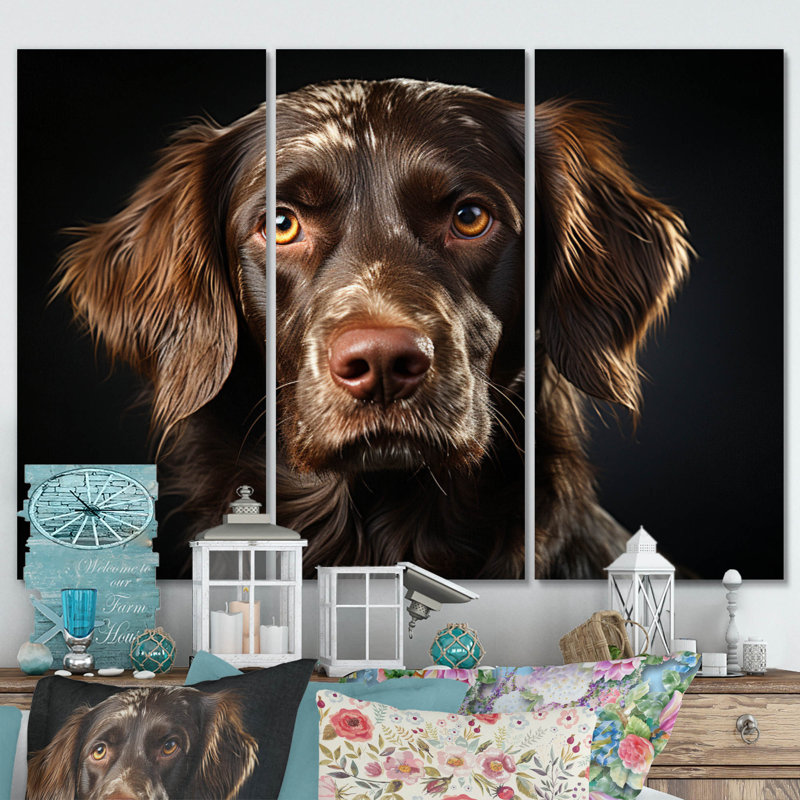 Portrait de chien II sur toile, 3 pièces, H 28 po x l 36 po