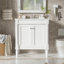 Armoire de meuble-lavabo 30 po avec lavabo en céramique, 30 po, armoire de rangement avec portes à fermeture douce et pieds en bois massif-1091287994