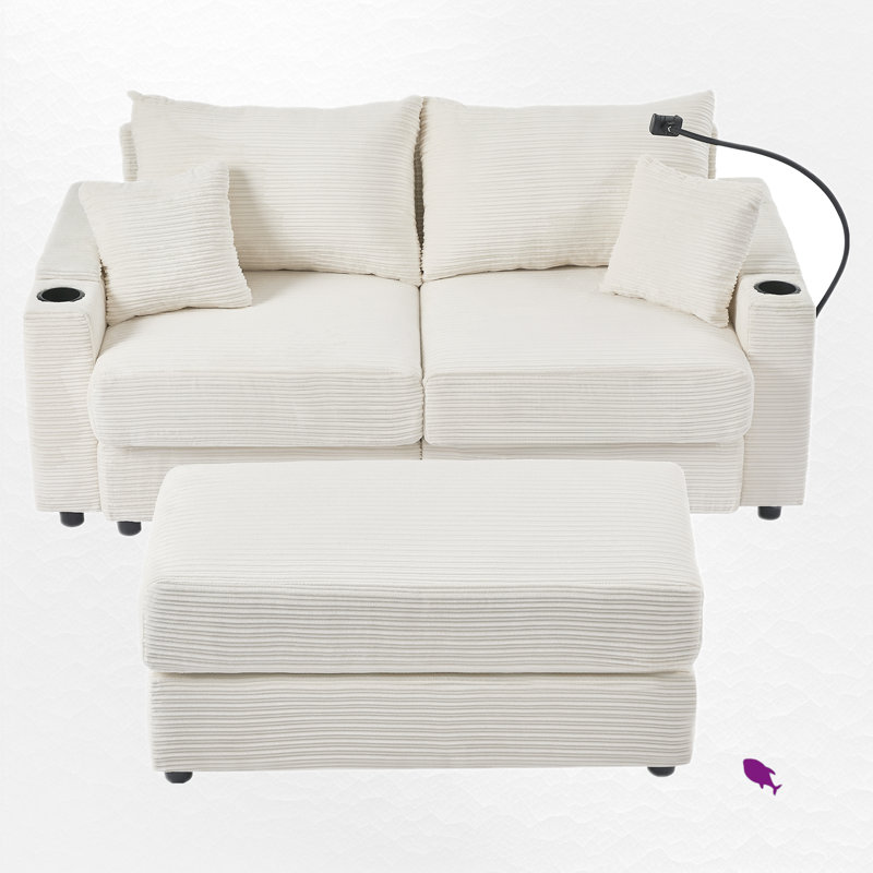 Canapé avec causeuse 72,7 po avec repose-pieds, Beige