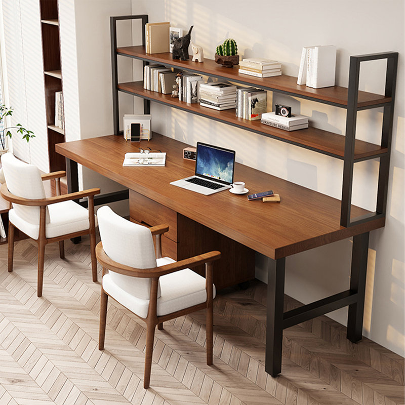 Walnut Rectangular Solid Wood Executive desk, 74.8"H*86.61"W*23.62"D