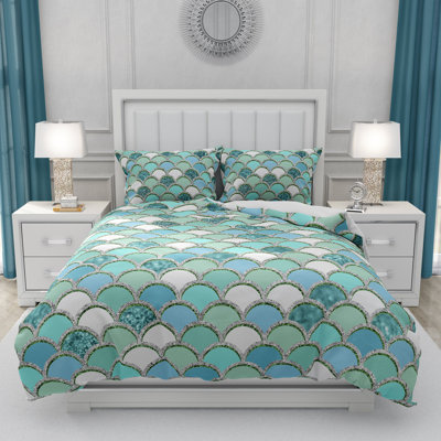  Ensemble de housse de couette géométrique bleu sarcelle