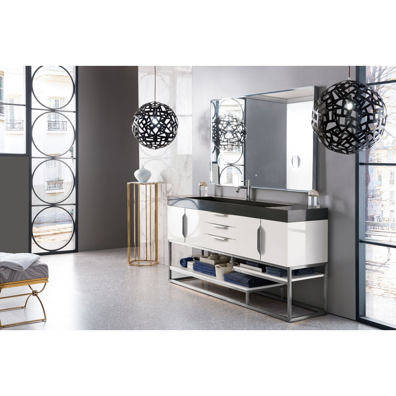 Columbia 72'' W Single Vanity, Glossy White, Dusk Gray, Brushed Nickel