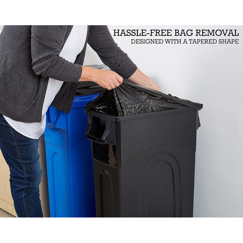 United Solutions 23 Gallon Highboy Waste Containers with Lids, Black