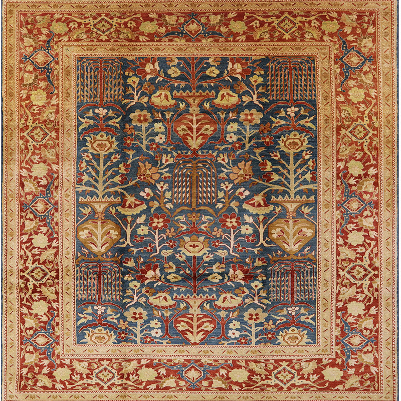 Tapis oriental brun / rouge, Carré 5 pi