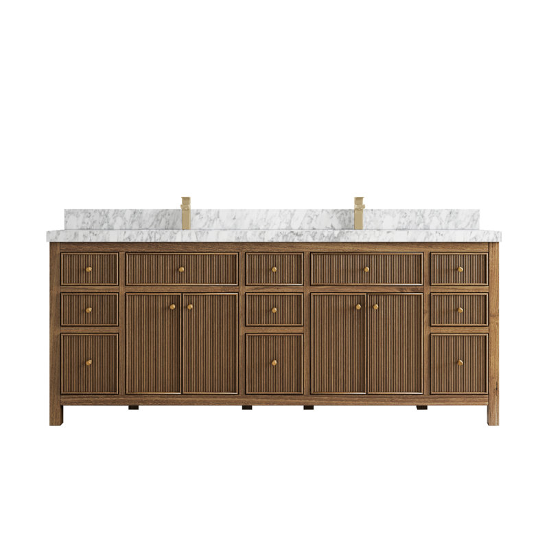 Ensemble de meuble-lavabo double 84 po, Marbre gris