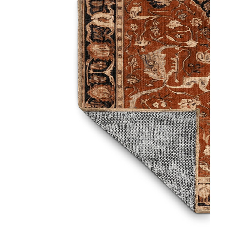 Machine Washable Persian Brown Area Rug, Square 8'
