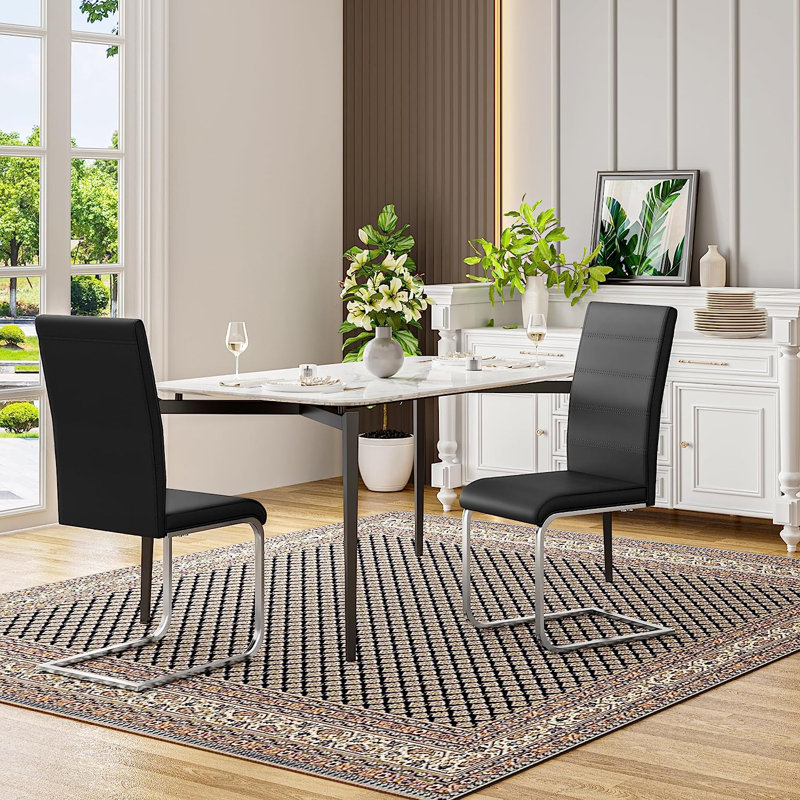 Bloxsom 48.5cm H Upholstered Cantilever Chair in Black, Black