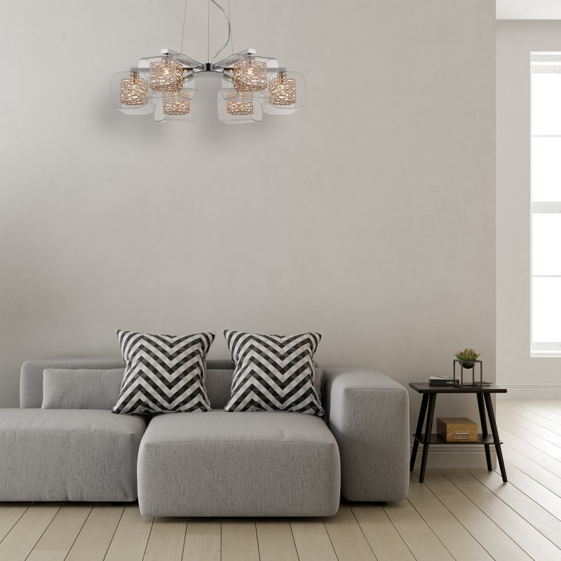 Kidsgrove 6 - Light Chandelier, Copper