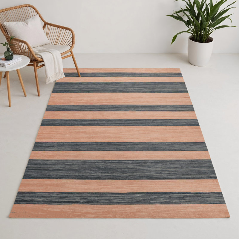 Tapis intérieur / extérieur beige HorizontalStripes, Rectangle 5 pi x 7 pi