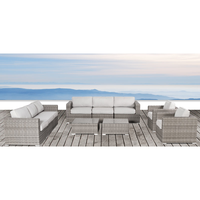 Tressel Fully Assembled 6 Piece Sunbrella Sofa Seating Group with Cushions, Olefin Gray, Mixed Gray