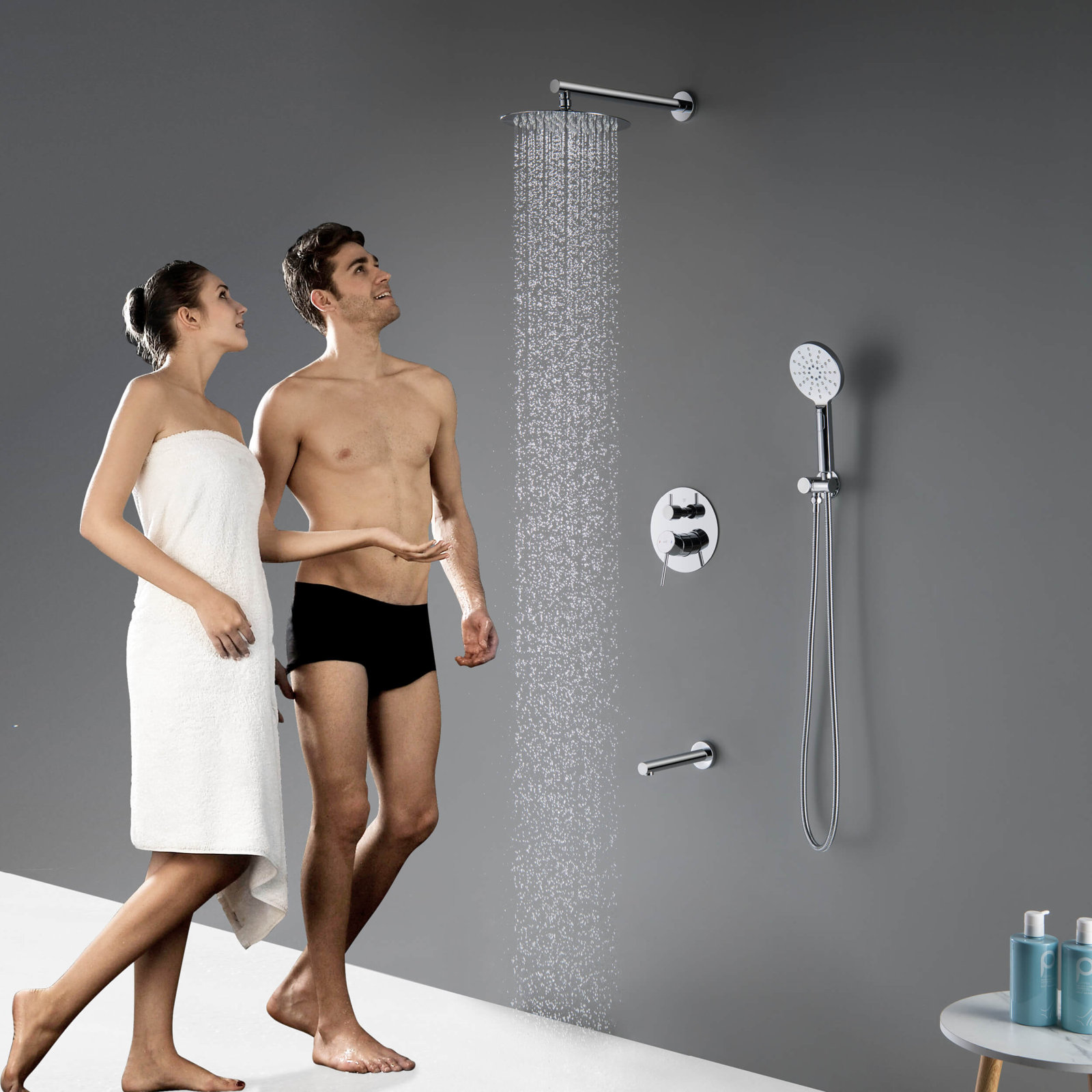 Circular Wall-Mounted Shower Faucet, Chrome