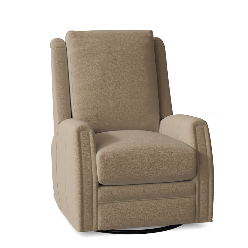 Lockhart Recliner, Swivel Glider with Manual Recline & Inside Release, No Nailhead, Alpine Dark Grey Genuine Leather