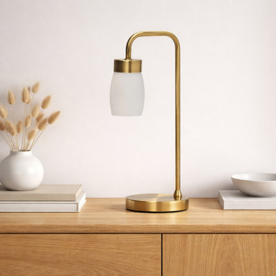 Alakai 41cm Desk Arch Metal Table Lamp with Glass Shade