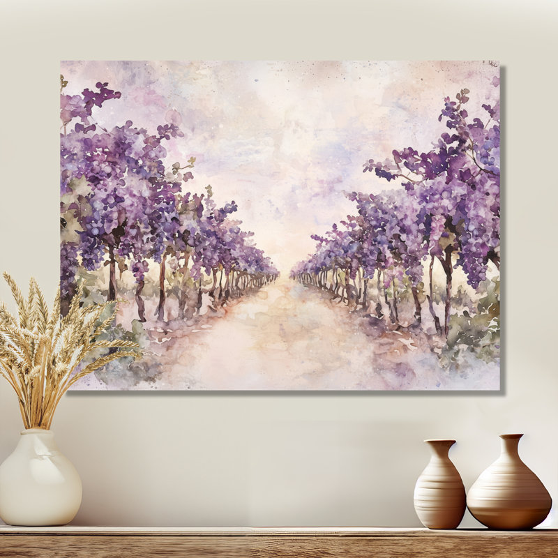 Lavande Vineyard In California II - impression murale vignoble, H 24 po x l 32 po, Toile tendue, Ne s’applique pas