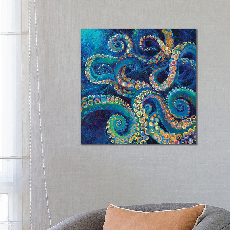 Tentacollage II by Iris Scott - Floater Frame Square Print on Canvas, 93.98 cm H x 93.98 cm W x 3.175 cm D, Wrapped Canvas