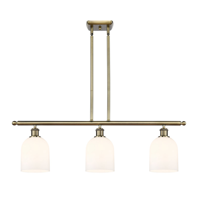 Odaniel 3 - Light Kitchen Island Pendant, Gloss White, Antique Brass