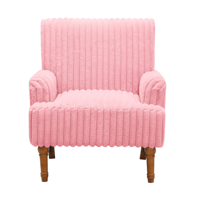 Fauteuil classique avec pieds élégants en bois, pour le salon, Rose