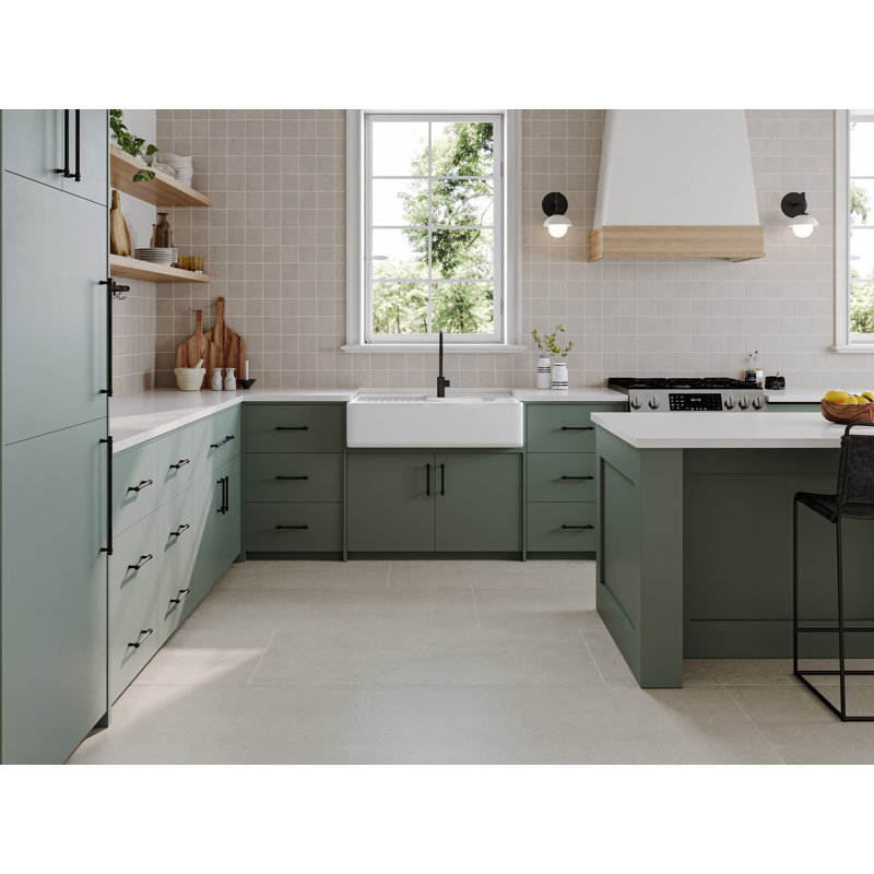 Thaddeus 24" x 48" Porcelain Stone Look Wall & Floor Tile, White