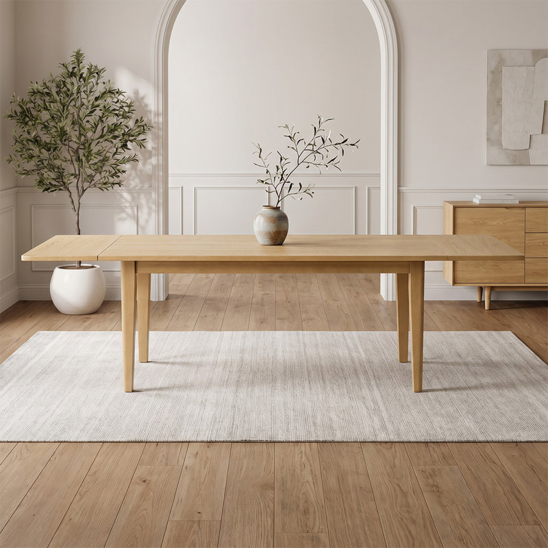 72"–104" Oak Veneer Extendable Rectangular Dining Table for 6–10