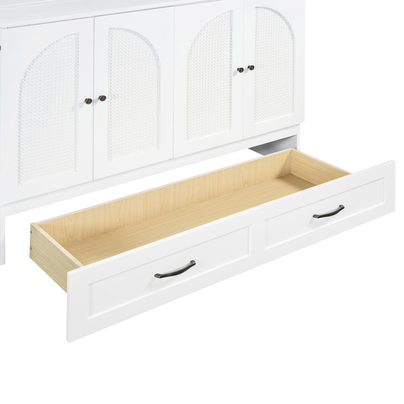 Lit double blanc avec tiroirs spacieux - Maximisez l'espace de la pièce. Finition élégante. Rangez les oreillers, les vêtements, etc. Chargement. Idéal pour les petits espaces. 75,1 po de longueur x 56,7 po de largeur et 41,3 po de hauteur abondante