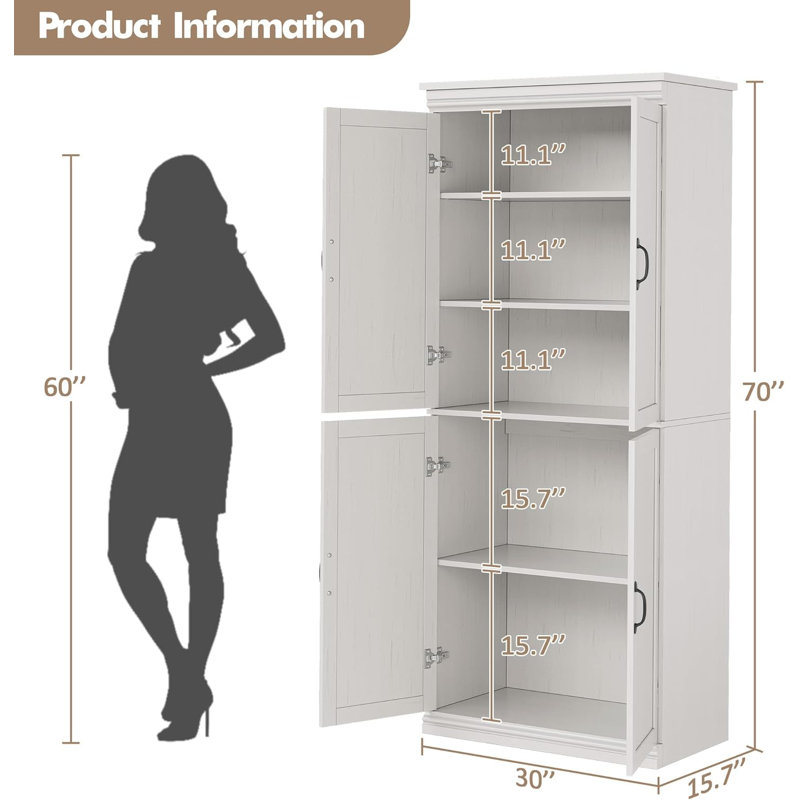 177.8cm Kitchen Pantry, White