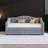 Upholstered Twin XL LED Daybed with Storage Drawers - Modern Gray Linen Fabric & Solid Wood Frame-437966105-437570091