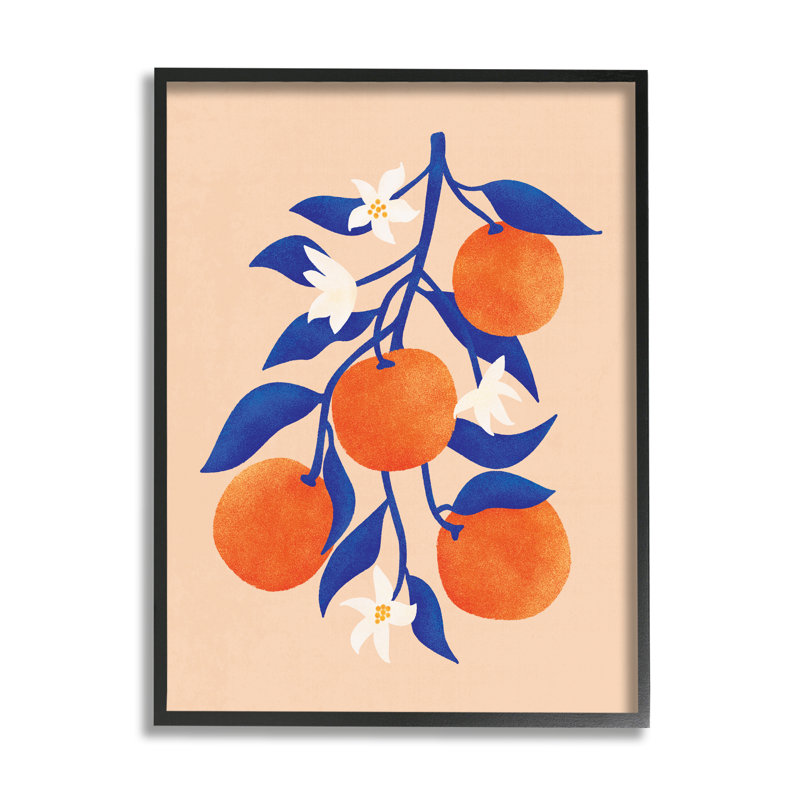 «Orange Tree Citrus Blossoms» par JJ Design House LLC - cadre flottant, impression sur bois, H 20 po x l 16 po x P 1,5 po