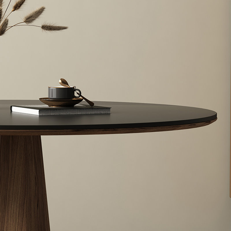 Dark Walnut Round Rock plate Solid wood base plate wax wood table legs Dining table, 29.53"H x 31.5"L x 31.5"W