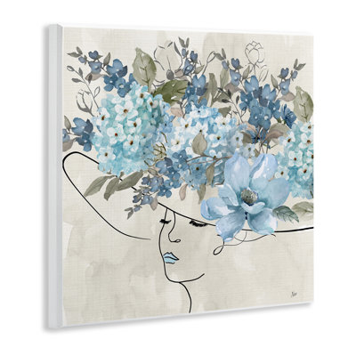 Blue Floral Hat Wall Plaque Art by Nan