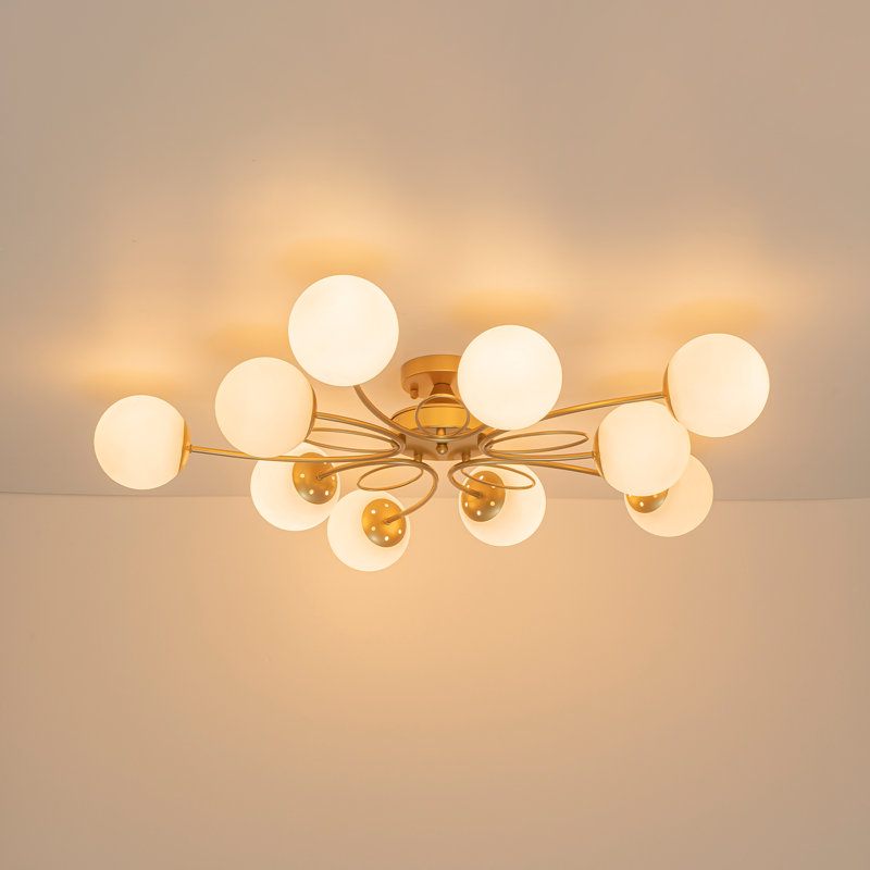 Plafonnier linéaire linéaire en verre opale 10 lumières
