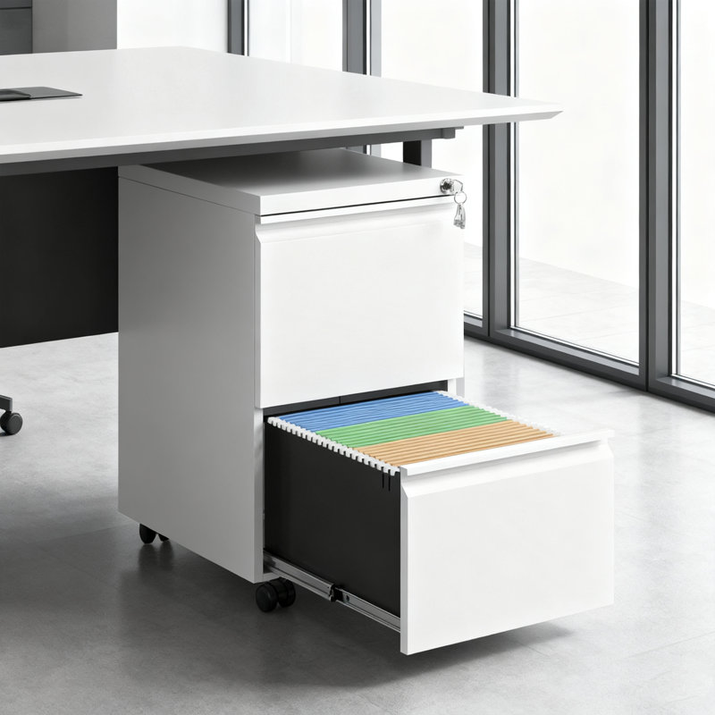 2-Drawer Mobile File Cabinet with Lock, Fully Assembled Rolling Storage for Legal/Letter/A4 Files, Compact Office Organizer