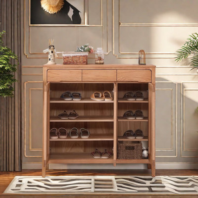 All Solid Wood Shoe Cabinet Modern Simple 22 Pair Solid Wood Shoe Storage Cabinet
