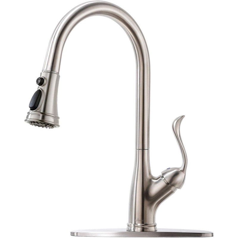 Robinet de cuisine à poignée simple, Nickel brossé