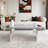 Luxury Rectangular Mirror Coffee Table With Fluted Tempered Glass And Rounded Edges