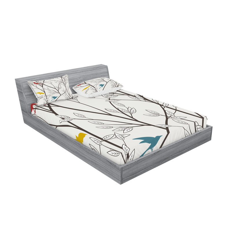 Ambesonne Nature Fitted Sheet & Pillow Sham, Mustard Maroon, California King Sheet Set + 5 Additional pieces