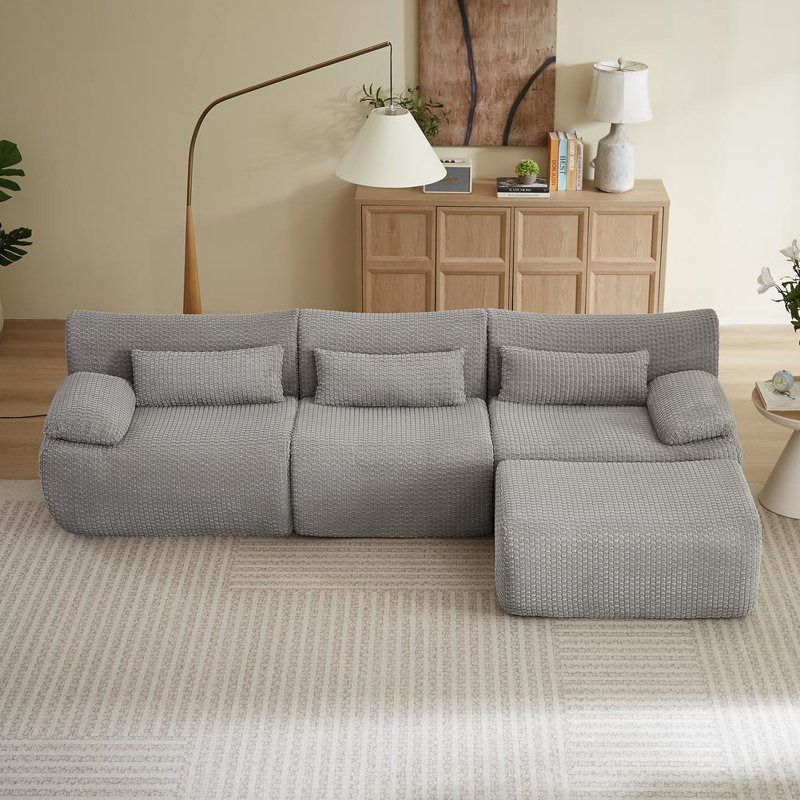 Canapé modulaire moderne avec repose-pieds, Gris